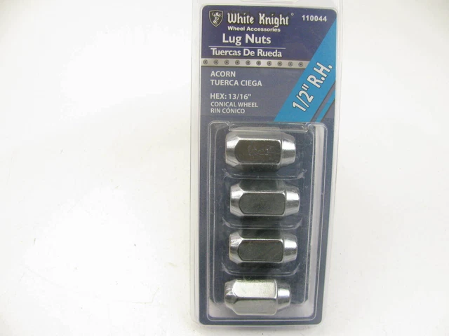 White Knight 110044 Wheel Lug Nuts - 1/2" RH Acorn, 13/16" Hex - 4/Pack
