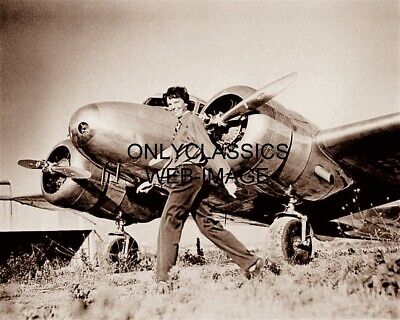Aviatrix Pilot Amelia Earhart Twin Engine Airplane 8X10 Photo Aviation Pioneer