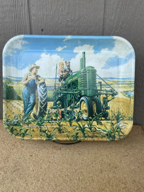 VTG 1997 John Deere Metal Serving Tray "Lunch Time" Farmhouse Tractor