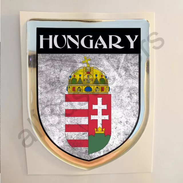 Aufkleber Ungarn Kfz-Aufkleber Wappen Emblem Flagge 3D Dreckig Fahne Harz