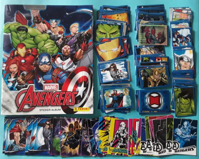 Album vide Marvel Avengers + set incomplet cartes stickers non collé PANINI 2019