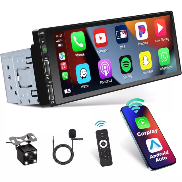 Autoradio 6.86" 1 DIN Mit Apple Carplay Android Auto FM Bluetooth USB Mit Kamera