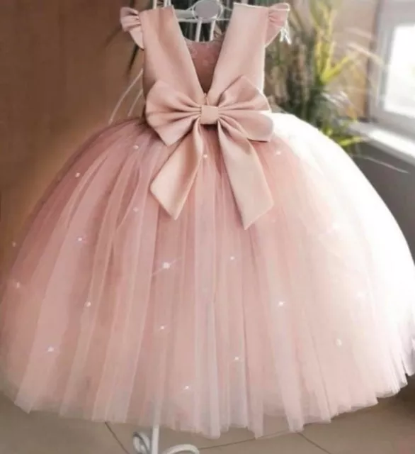 FlowerGirl Birthday Party Photoshoot Princess Dusty Pink Kid Floor Length Dress