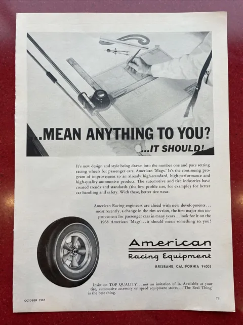 American Racing Equipment Print AD Advertising Tire ‘mags Rims Engineer Table