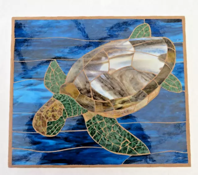 Handcrafted Art Glass Mosaic Turtle Wall Hanging/Panel/New