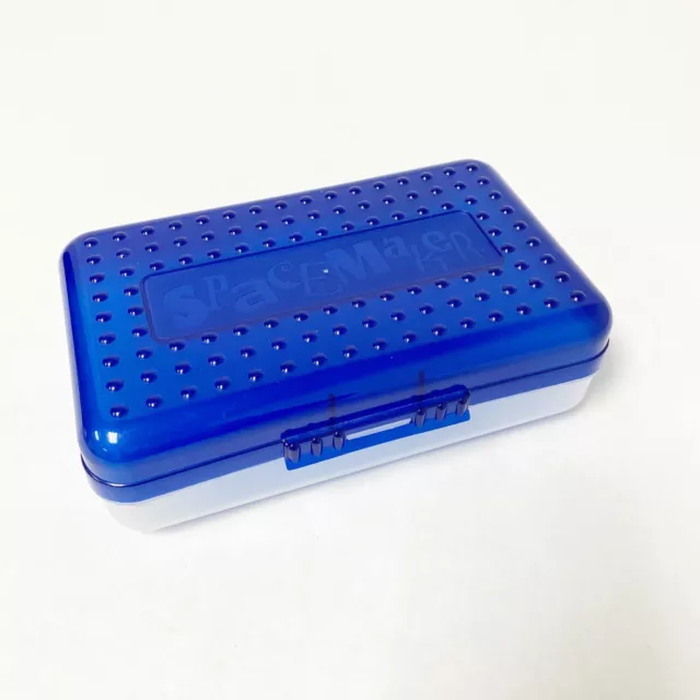 Spacemaker Pencil Box Vintage Plastic Case Art Supplies School Medium Dark  Blue