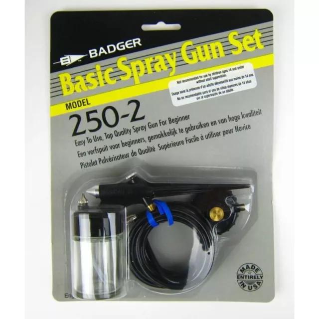 Badger 250-2 Airbrushpistole Basic Spray Gun Set geblistert Airbrush Pistole
