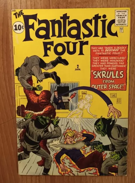 FANTASTIC FOUR #2 (Marvel 1962) FIRST SKRULLS  KIRBY art  5.0 VG/FN