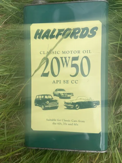 Vintage,  . Halfords  20W50   Motor Oil Can , One Gallon..