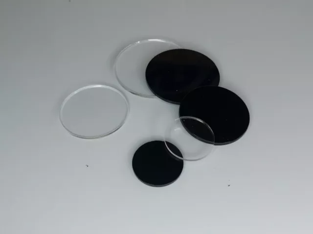 Plexiglas® zuschnitt, Platte rund klar o. schwarz Ø 70mm Deckel, Kreis, Scheibe