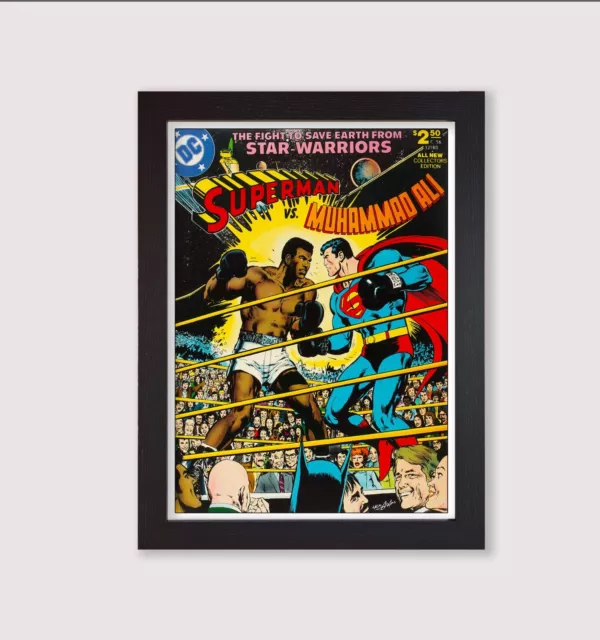 Framed Superman vs. Muhammad Ali Vintage Comic Cover Repro Poster Print Wall Art