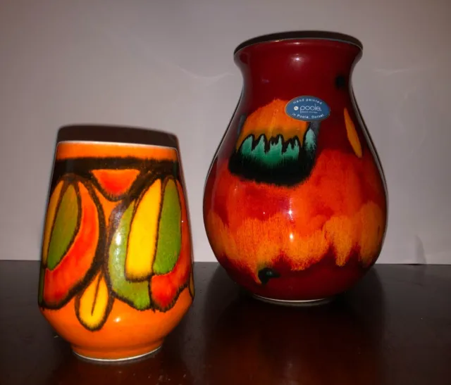 2 Poole Pottery Vases (one thought to be Volcano pattern)