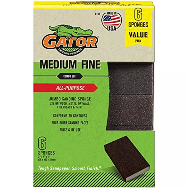 Gator Finishing 4199 3" x 4" Multi-Surface Sanding Sponge, 3" x 4" x 1", Black