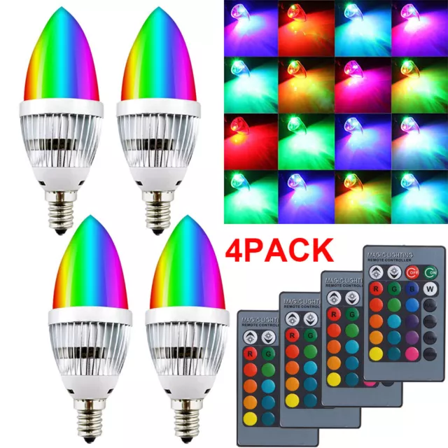 E12 E14 RGB Remote Control Candelabra LED Bulb Color Changing Candle Light Lamps