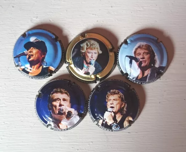 Lot 5 capsules  de Champagne Pierre MIGNON , JOHNNY HALLYDAY