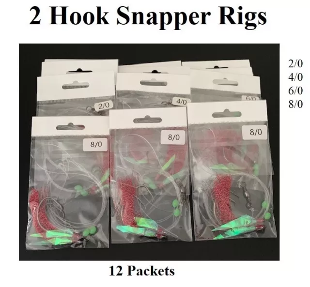 Reef Snapper Rigs 12 SNAPPER RIGS Flasher Rig Bottom Reef Fishing Paternoster Hook 2/0 4/ ...