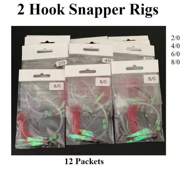 12 Snapper Rigs Flasher Rig Bottom Reef Fishing Paternoster Hook 2/0 4/0 6/0 8/0