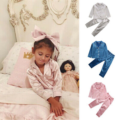 Toddler Baby Boys Girls Sleepwear Clothing Long Sleeve Pants Outfits Set