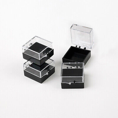 6Pcs Mini Clear Plastic Empty Storage Box Jewelry Beads Container w/Flip Lids