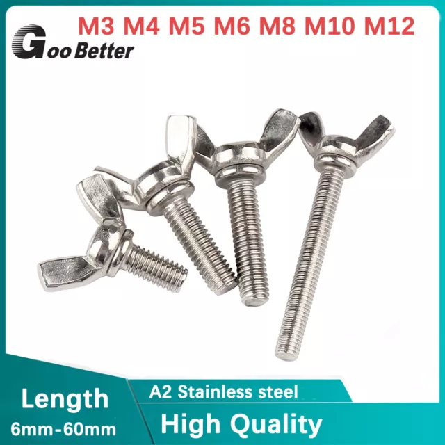 Butterfly Wing Screws M3 M4 M5 M6 M8 M10 M12 Wing Bolts Thumb Screw A2 Stainless