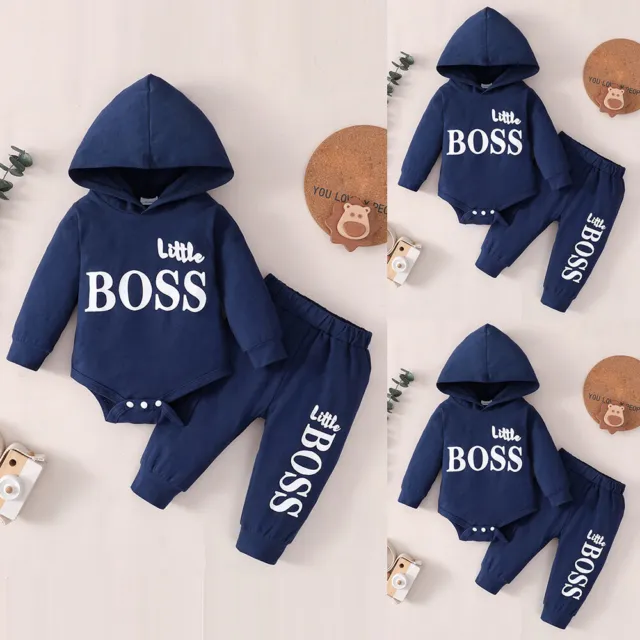 Newborn Baby Boys Tracksuit Hooded Sweatshirt Tops Pants Outfits Clothes Set 6