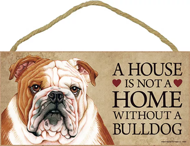 Bulldogge Holz Hund Zeichen Wandschild Foto Display 5 x 10 - Haus Ist Not A Home