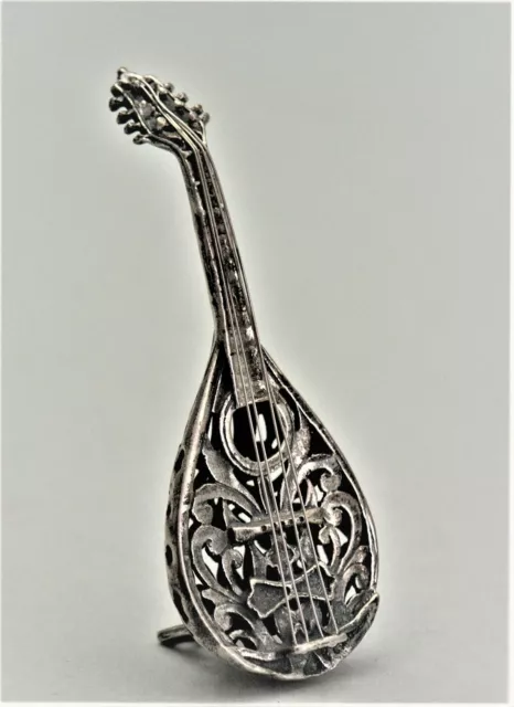 Miniatur Musikinstrument Mandoline 800er Silber Arezzo Italy Mandolino (AB)