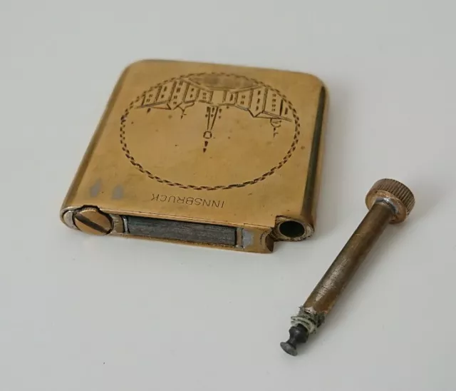 Ancien Briquet À Friction  Essence Rare Pétrol Friction Lighter Austria 1950