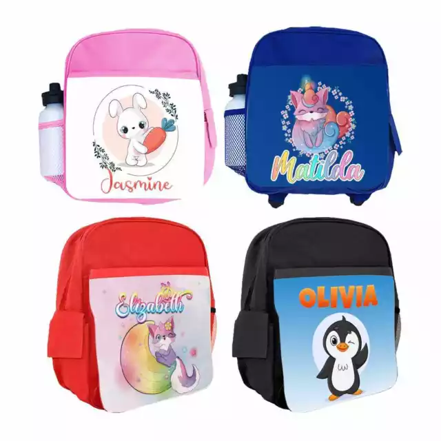 Personalised Kids Backpack Any Name Animal Design Boys Girls kid School Bag 22