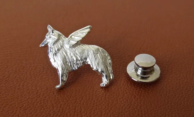 Sterling Silver Belgian Tervuren / Belgian Sheepdog Angel Lapel Pin