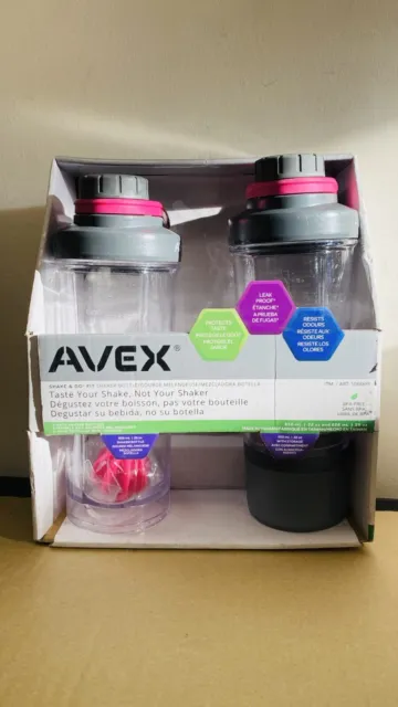 2x Premium Avex Avex Botella Proteína Mezclador, con Mezclador Interno, 828 y 652 ml