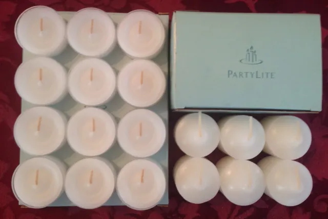 PartyLite SNOW FLURRY Tealight & Votive Candles New LOT 18 NIB Christmas Retired