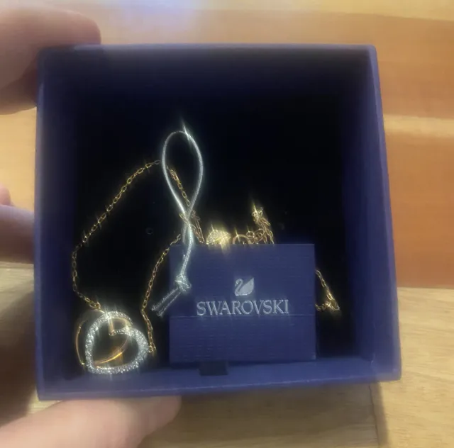 NEW Swarovski Dear Medium Necklace, Clear Crystal Pave Heart Rose Gold 5194826