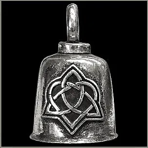 Pewter Motorcycle Gremlin Bell Celtic Eternal Heart Symbol Made in the USA