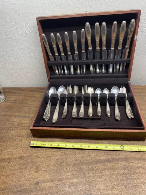 Vintage Rogers Bros 1847 Silverware Set ~AMBASSADOR 55 Pieces Silverplate w/ box