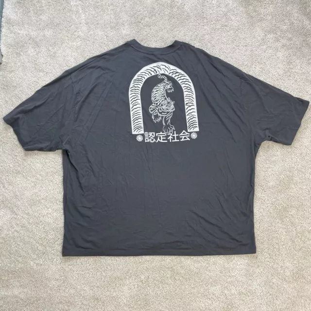 ASOS T Shirt Mens XXL Oversized Dark Grey Tiger Print Tee Graphic Animal Text