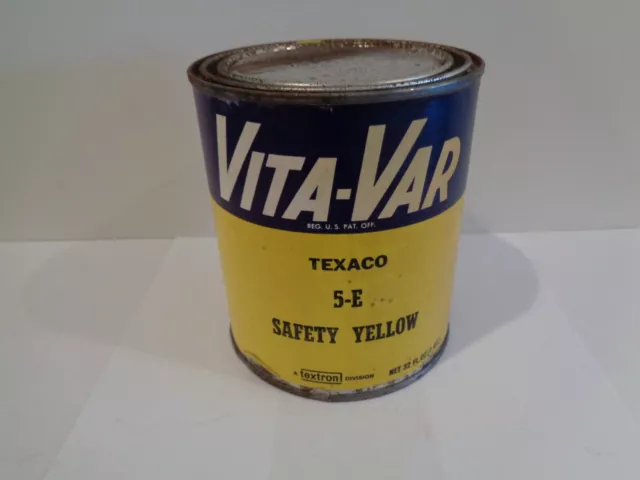 Texaco Oil Company Branded Vita-Var One Quart Can Safety Yellow Paint Nos