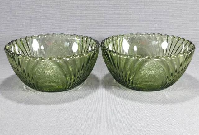 Brockway Glass Dessert Bowls Nouveau Green Set of 2