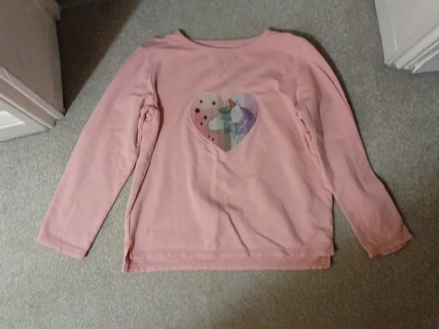 Next Girls Age 10 Years Pink Unicorn Hologram Jumper Sweatshirt