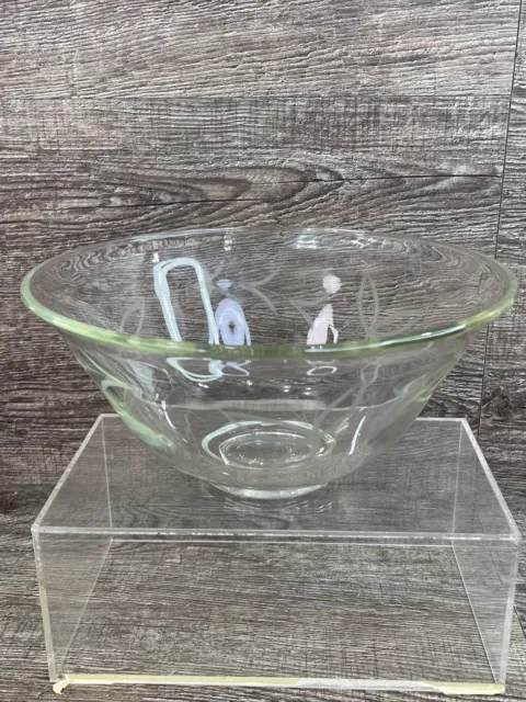 Etched Floral Glass Bowl,  Vintage