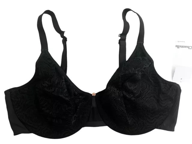 CHANTELLE E BRA 34D Full-Coverage Unlined Black Floral Lace Mesh  Underwire $39.14 - PicClick
