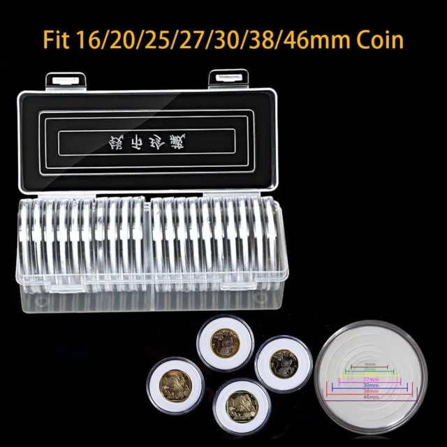 Monnaie Capsule Supports 17-46mm Cuivre Pièces Commémoratif 20pcs Portatif