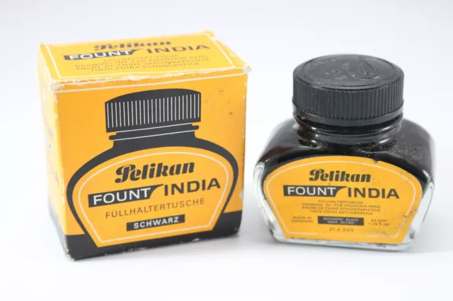 Vintage Pelikan Fount India Black Fountain Pen Ink 1 oz Bottle