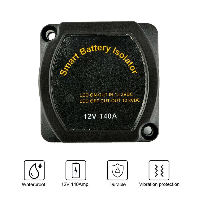 DUAL BATTERY ISOLATOR 12V 140 Amp Voltage Relay Cable Kit VSR for UTV