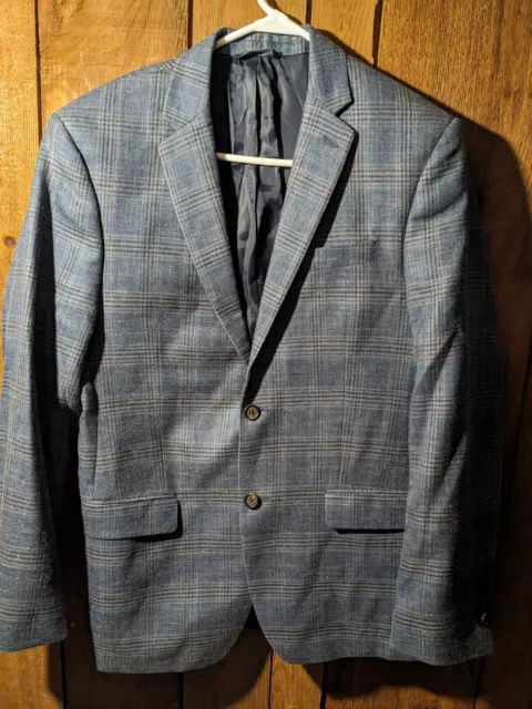 Ralph Lauren Jacket Mens 40r Blue Windowpane Plaid 2 Button Blazer Sport Coat