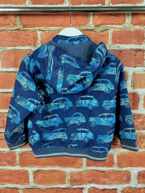 Jungen Nächstes Alter 2-3 Jahre Marineblau Tropische Autos Druck Kapuzenfedermantel Jacke 98Cm 3