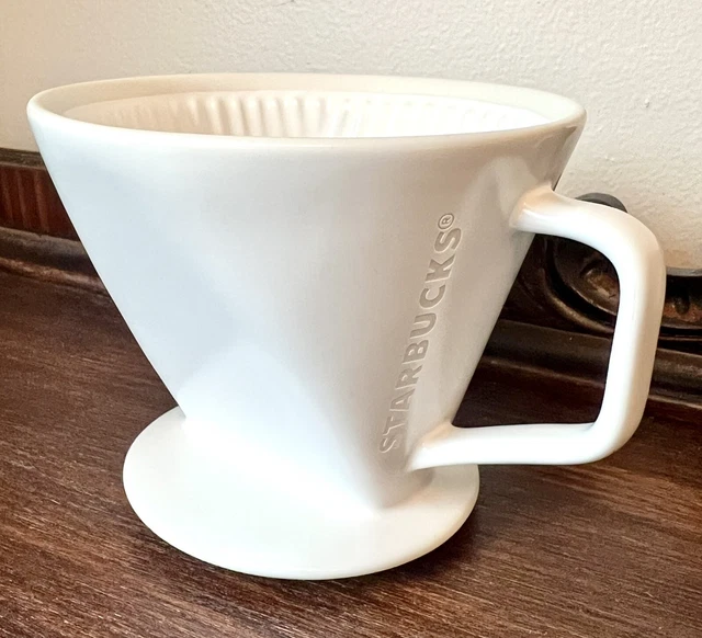 STARBUCKS CLASSIC POUROVER Brewer 4 Drip Coffee Maker White Ceramic