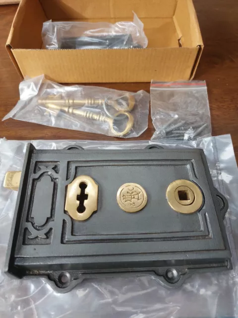 Solid Cast Iron Victorian Rim Locks - 170mm X 120mm - New And Unused