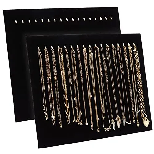 2 Pack Jewelry Display for Selling Black Velvet Stands 14.6 x 11.9 x 4.5 in