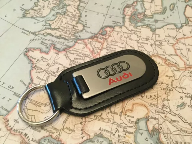 AUDI Key Ring Etched and infilled On Leather A 1 2 3 4 5 6 7 RS Q TT